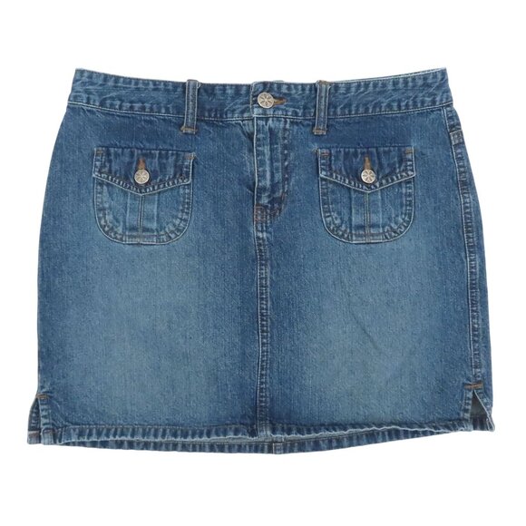 SO Juniors 7 Blue Denim Jean Skirt Button Pockets All Cotton Y2K 2000s Style - Picture 1 of 9